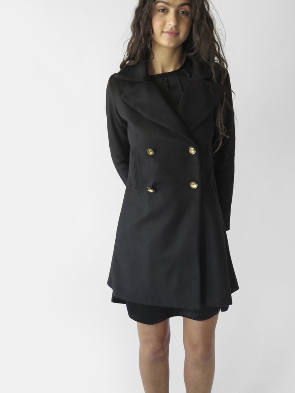ERICA TANOV The Hugo Coat Charcoal Bouclé Wool Blend Archival Vintage 2001